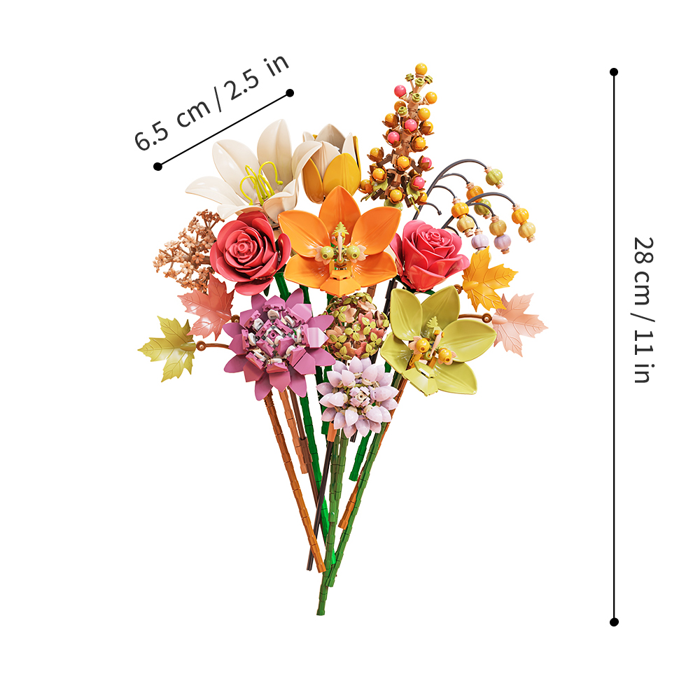 Mesiondy Eternity Flowers Bouquet Building Kit – 813 PCS DIY Artificial Floral Arrangement | Premium Brick System | Gift-Ready Box - Image 2