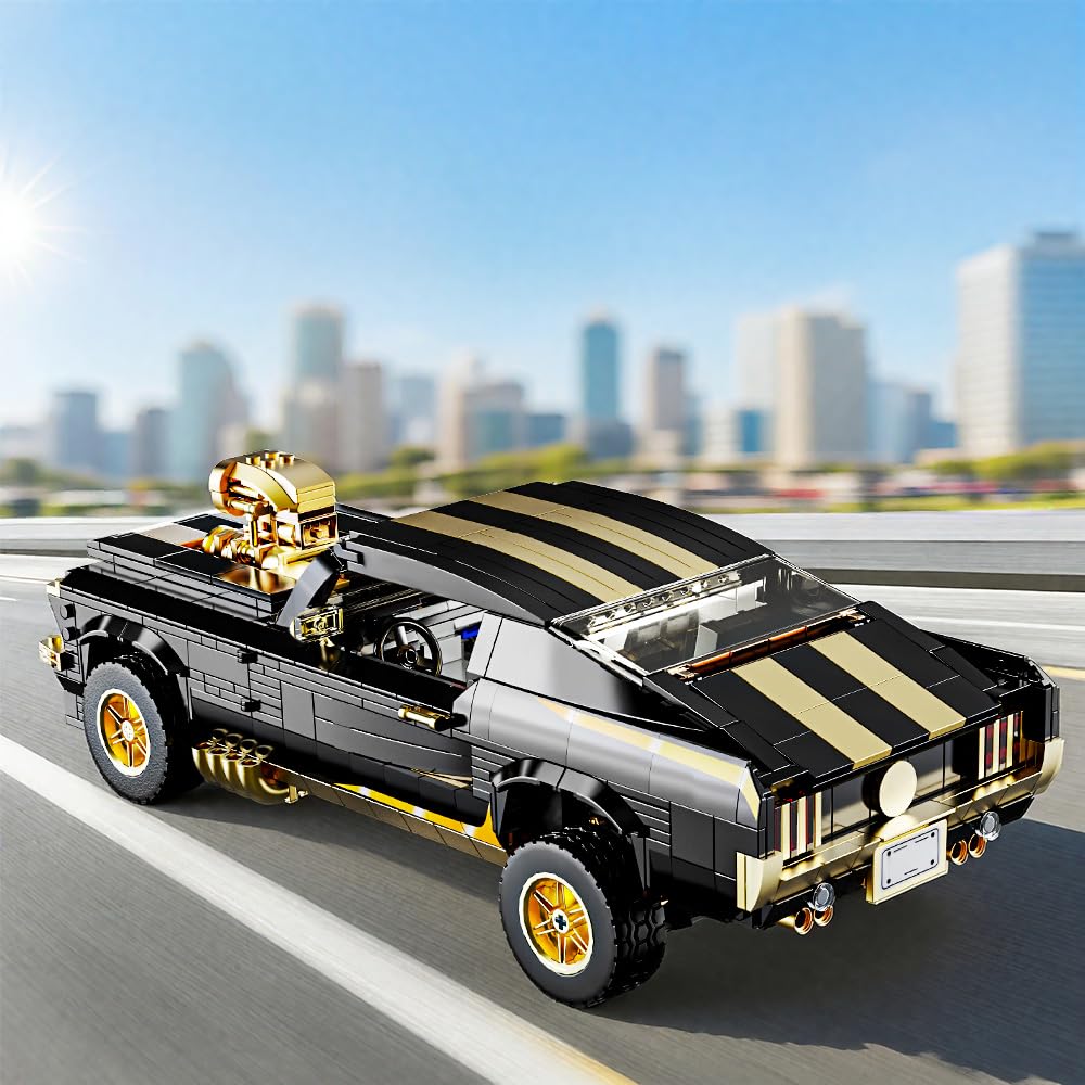Mesiondy Classic GT Muscle Car Building Kit – 1680 PCS Premium Brick System | Vintage American Sport Coupe | Supercharged Engine Detail - Image 13