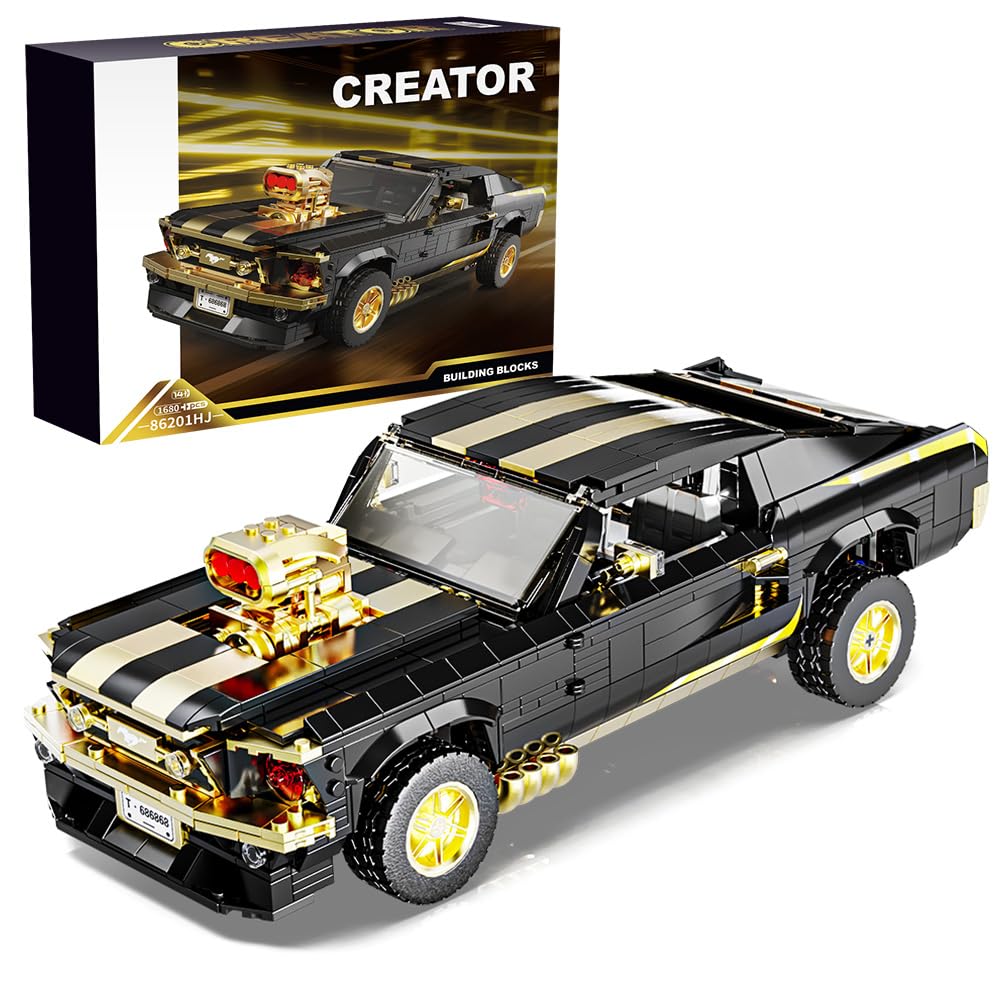 Mesiondy Classic GT Muscle Car Building Kit – 1680 PCS Premium Brick System | Vintage American Sport Coupe | Supercharged Engine Detail - Image 10