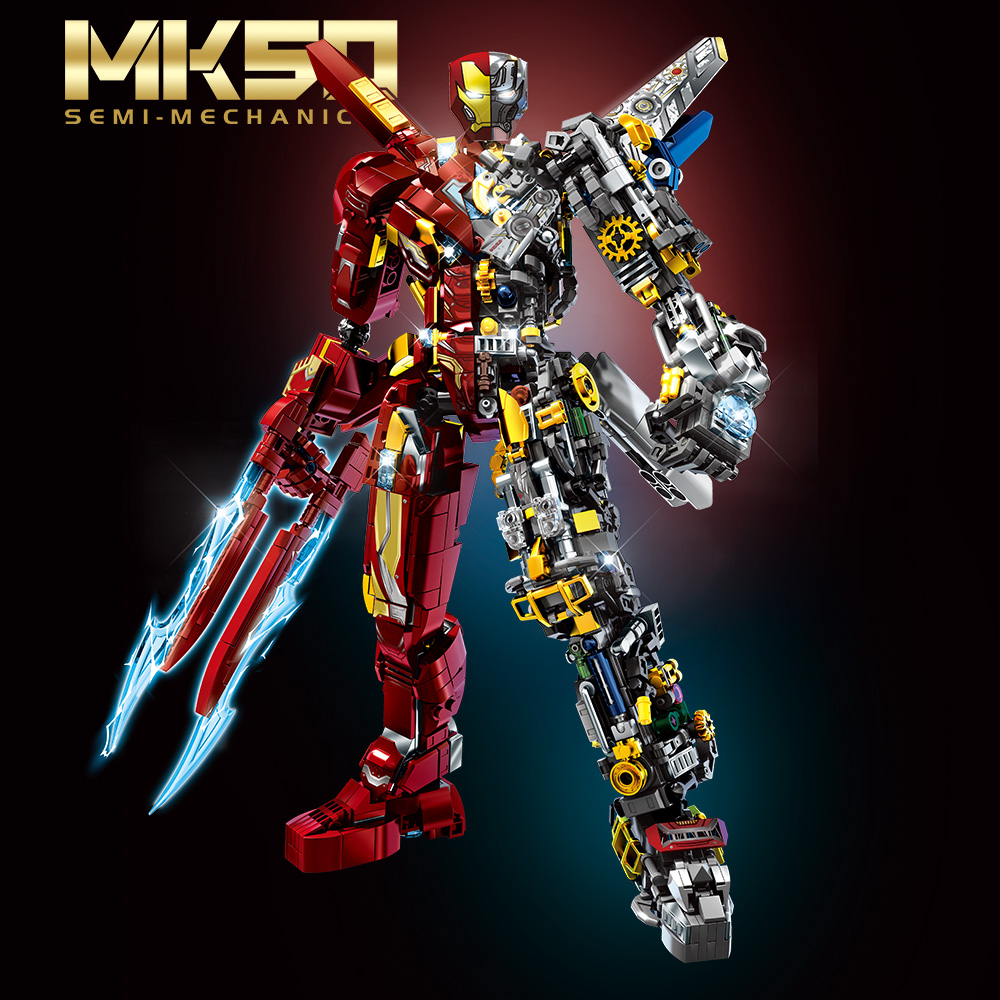 Mesiondy MK50 Armored Hero Semi-Mechanical Mech Building Kit – 2002 PCS Premium Brick System | Deconstructed Collectible Display Model | Light-Up Energy Effects - Image 5