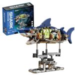 Mechanical Half-Cut Shark Building Set 🦈 – 687 PCS, Hand-Cranked Moving Action, 9" Tall STEM Toy for Kids & Adults ⚙️