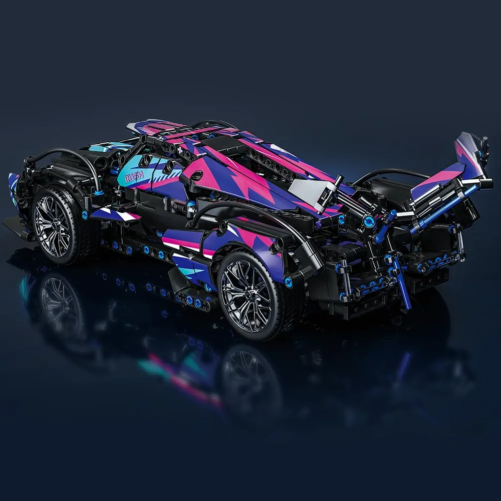 Mesiondy Cyberpunk V12 Hypercar Building Kit – 1039 PCS Premium Brick System | Italian Supercar Technic Model | Scissor Door & Active Wing Detail - Image 6