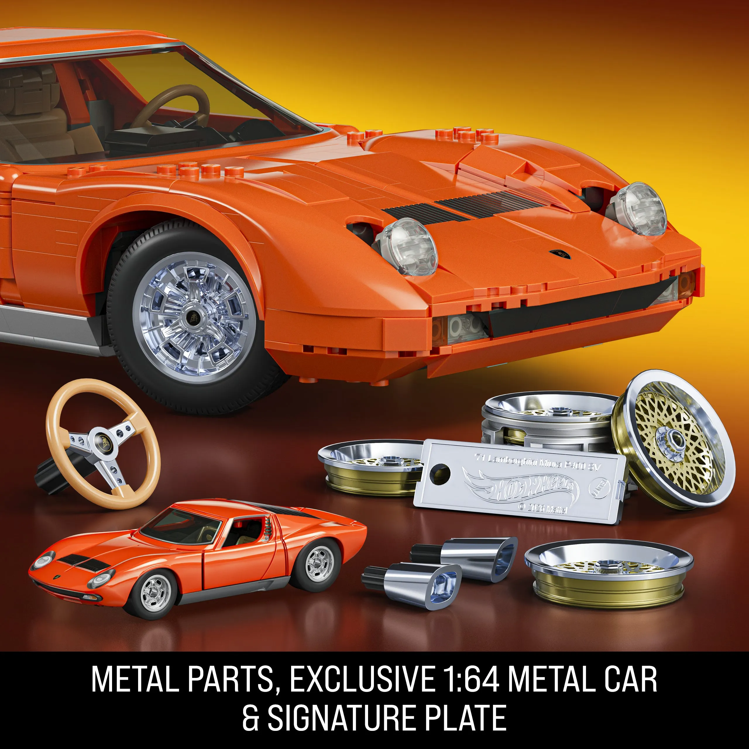 Mattel Brick Shop Hot Wheels '71 Lamborghini Miura P400 Sv Building Toy Kit (1523 Pieces), For Collectors - Image 5