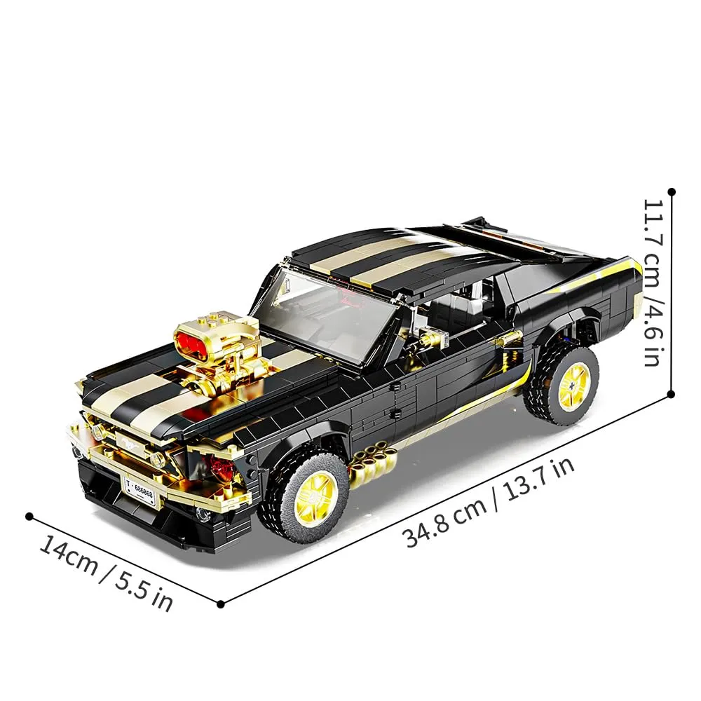 Mesiondy Classic GT Muscle Car Building Kit – 1680 PCS Premium Brick System | Vintage American Sport Coupe | Supercharged Engine Detail - Image 14