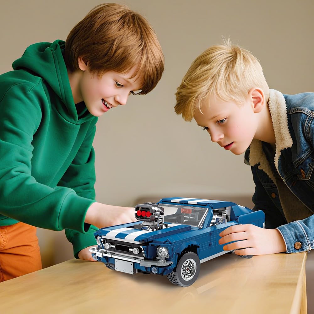 Mesiondy Classic GT Muscle Car Building Kit – 1680 PCS Premium Brick System | Vintage American Sport Coupe | Supercharged Engine Detail - Image 3