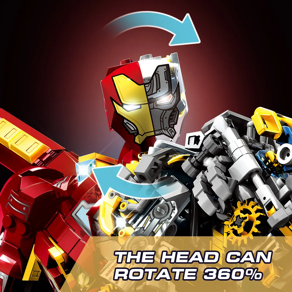 Mesiondy MK50 Armored Hero Semi-Mechanical Mech Building Kit – 2002 PCS Premium Brick System | Deconstructed Collectible Display Model | Light-Up Energy Effects - Image 7