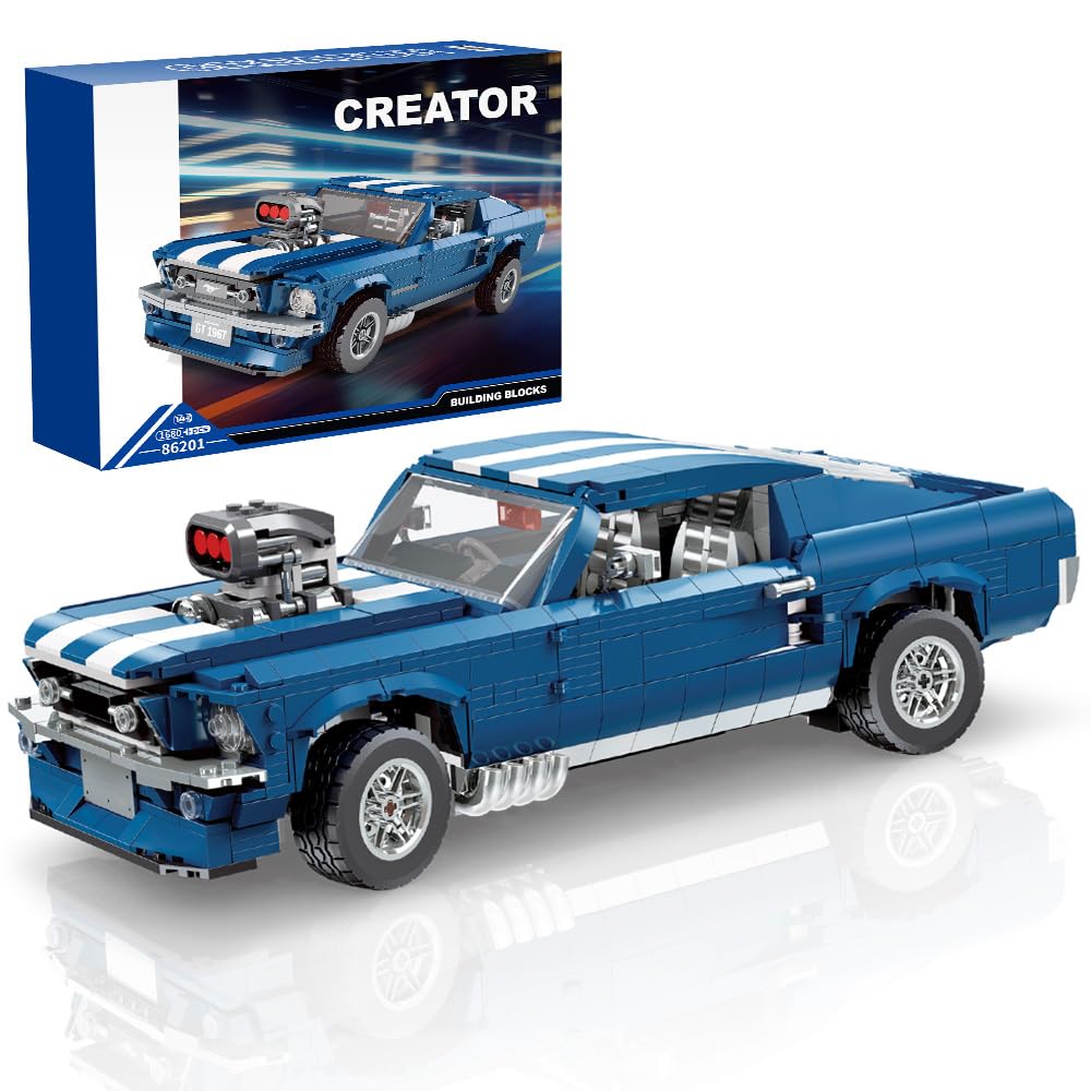 Mesiondy Classic GT Muscle Car Building Kit – 1680 PCS Premium Brick System | Vintage American Sport Coupe | Supercharged Engine Detail