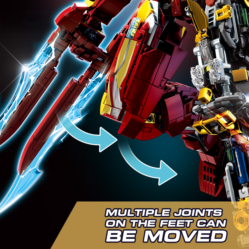 Mesiondy MK50 Armored Hero Semi-Mechanical Mech Building Kit – 2002 PCS Premium Brick System | Deconstructed Collectible Display Model | Light-Up Energy Effects - Image 11
