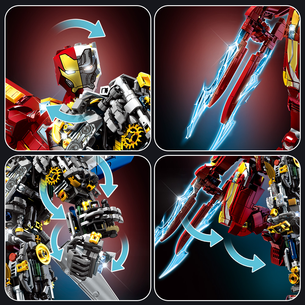 Mesiondy MK50 Armored Hero Semi-Mechanical Mech Building Kit – 2002 PCS Premium Brick System | Deconstructed Collectible Display Model | Light-Up Energy Effects - Image 9