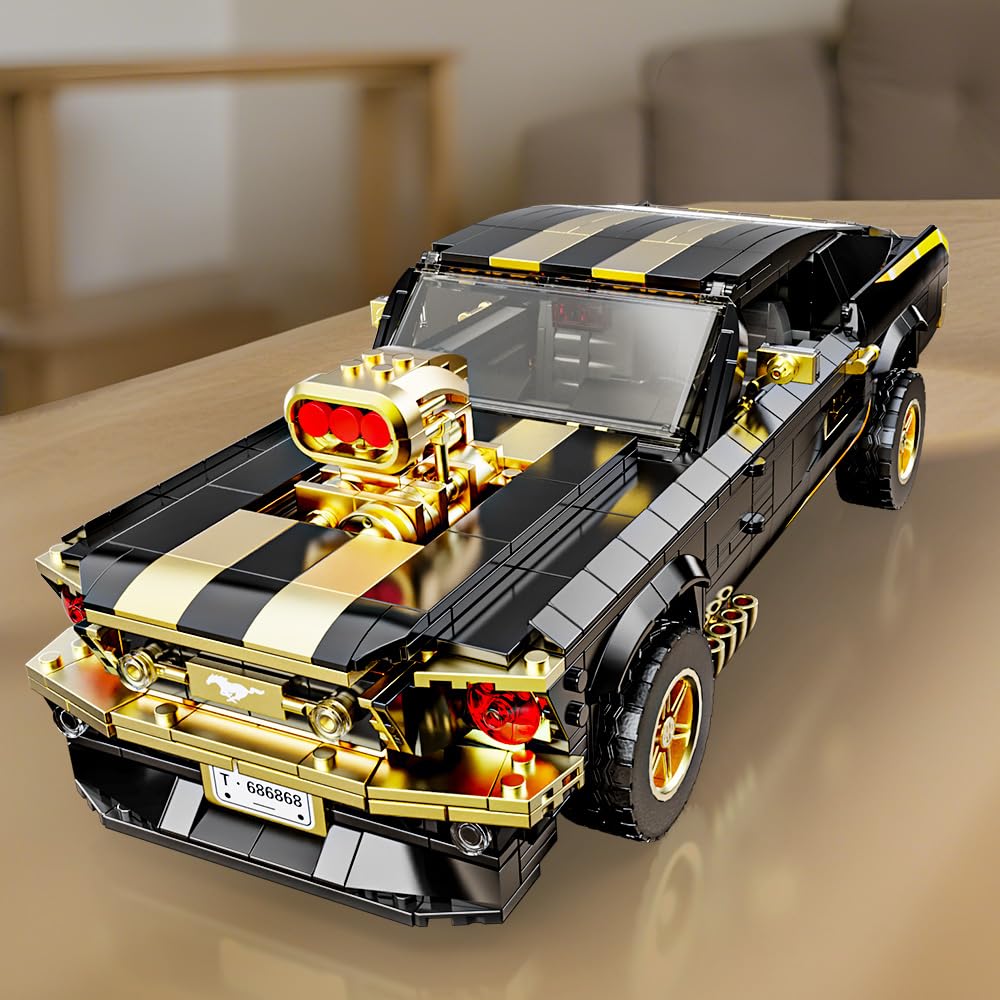 Mesiondy Classic GT Muscle Car Building Kit – 1680 PCS Premium Brick System | Vintage American Sport Coupe | Supercharged Engine Detail - Image 12