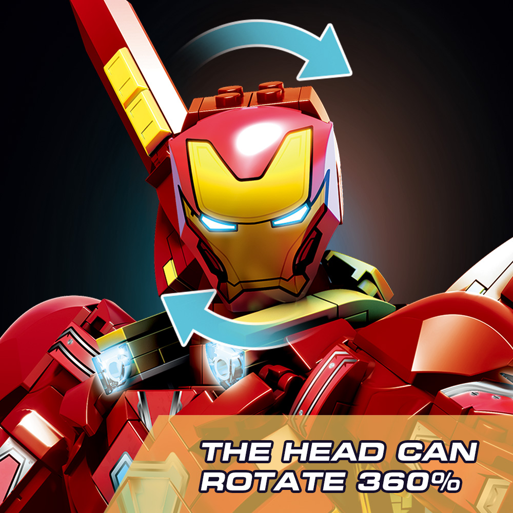 Ultimate Red & Gold Mecha Building Set – 13.8" Tall Armored Figure with 1,568 PCS, Full Articulation & Dual Energy Blades - Image 7