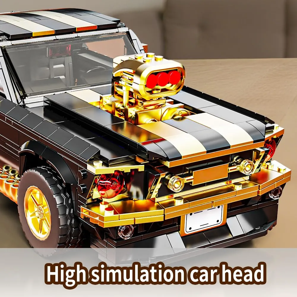 Mesiondy Classic GT Muscle Car Building Kit – 1680 PCS Premium Brick System | Vintage American Sport Coupe | Supercharged Engine Detail - Image 15
