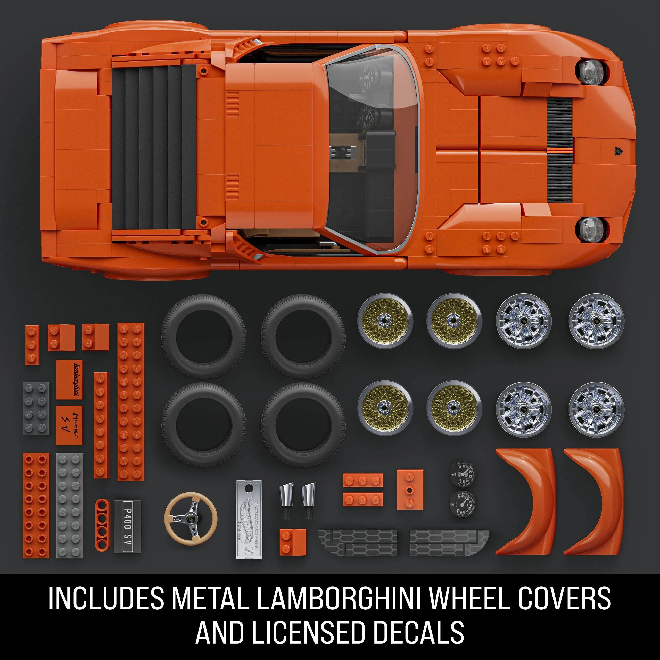 Mattel Brick Shop Hot Wheels '71 Lamborghini Miura P400 Sv Building Toy Kit (1523 Pieces), For Collectors - Image 4
