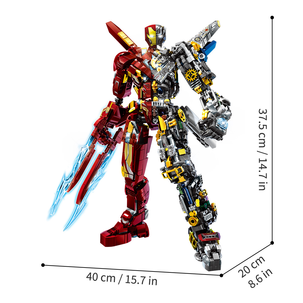 Mesiondy MK50 Armored Hero Semi-Mechanical Mech Building Kit – 2002 PCS Premium Brick System | Deconstructed Collectible Display Model | Light-Up Energy Effects - Image 2