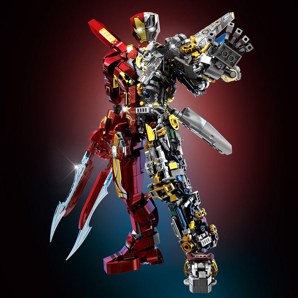 Mesiondy MK50 Armored Hero Semi-Mechanical Mech Building Kit – 2002 PCS Premium Brick System | Deconstructed Collectible Display Model | Light-Up Energy Effects - Image 4