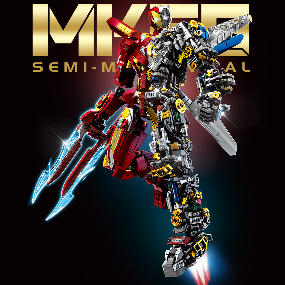Mesiondy MK50 Armored Hero Semi-Mechanical Mech Building Kit – 2002 PCS Premium Brick System | Deconstructed Collectible Display Model | Light-Up Energy Effects - Image 3