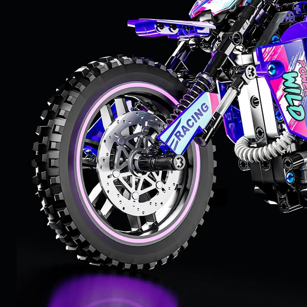 Mesiondy Off-Road Motocross Bike Building Kit – 476 PCS Premium Brick System | Dirt Bike Technic Model | Racing Decal Detail - Image 7