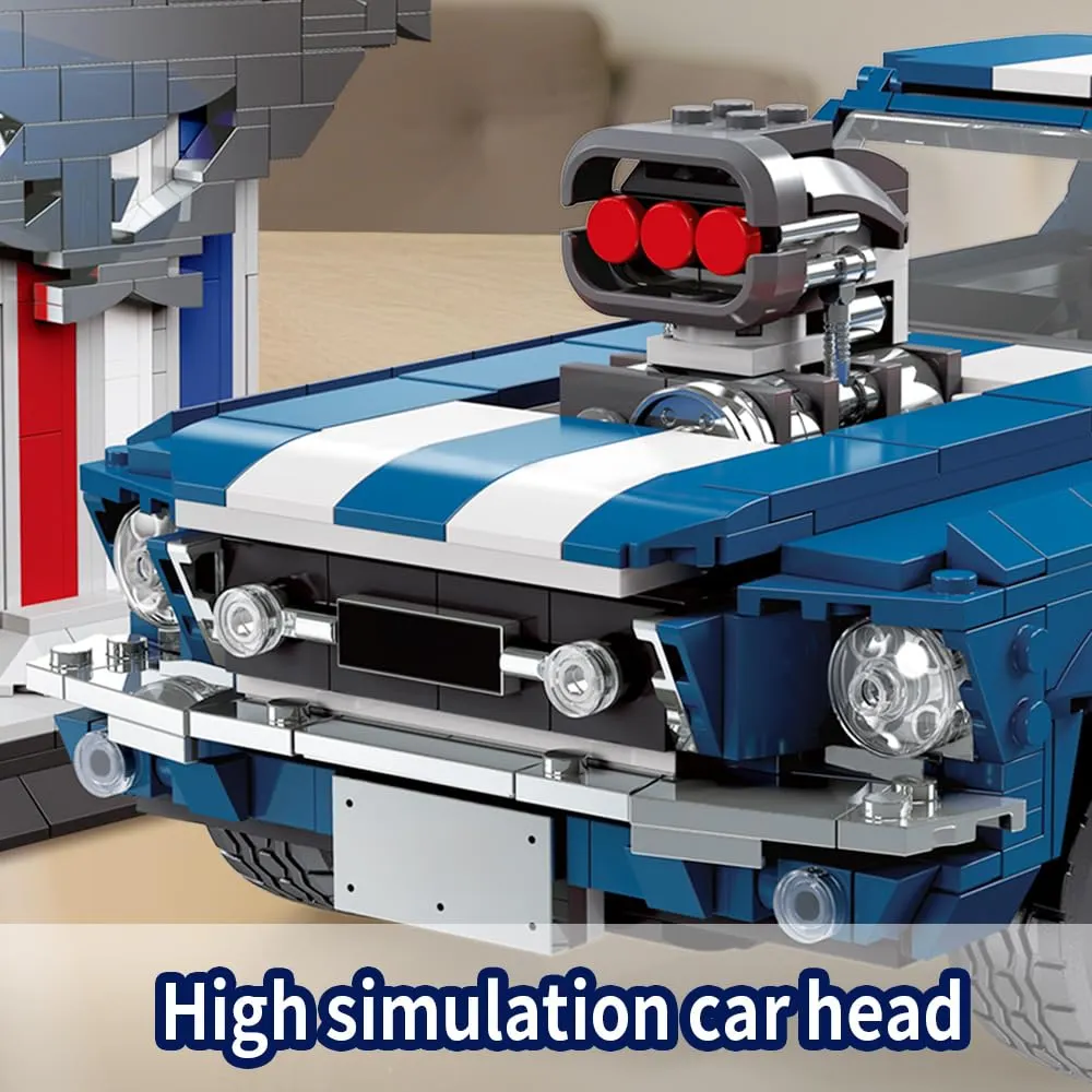 Mesiondy Classic GT Muscle Car Building Kit – 1680 PCS Premium Brick System | Vintage American Sport Coupe | Supercharged Engine Detail - Image 6