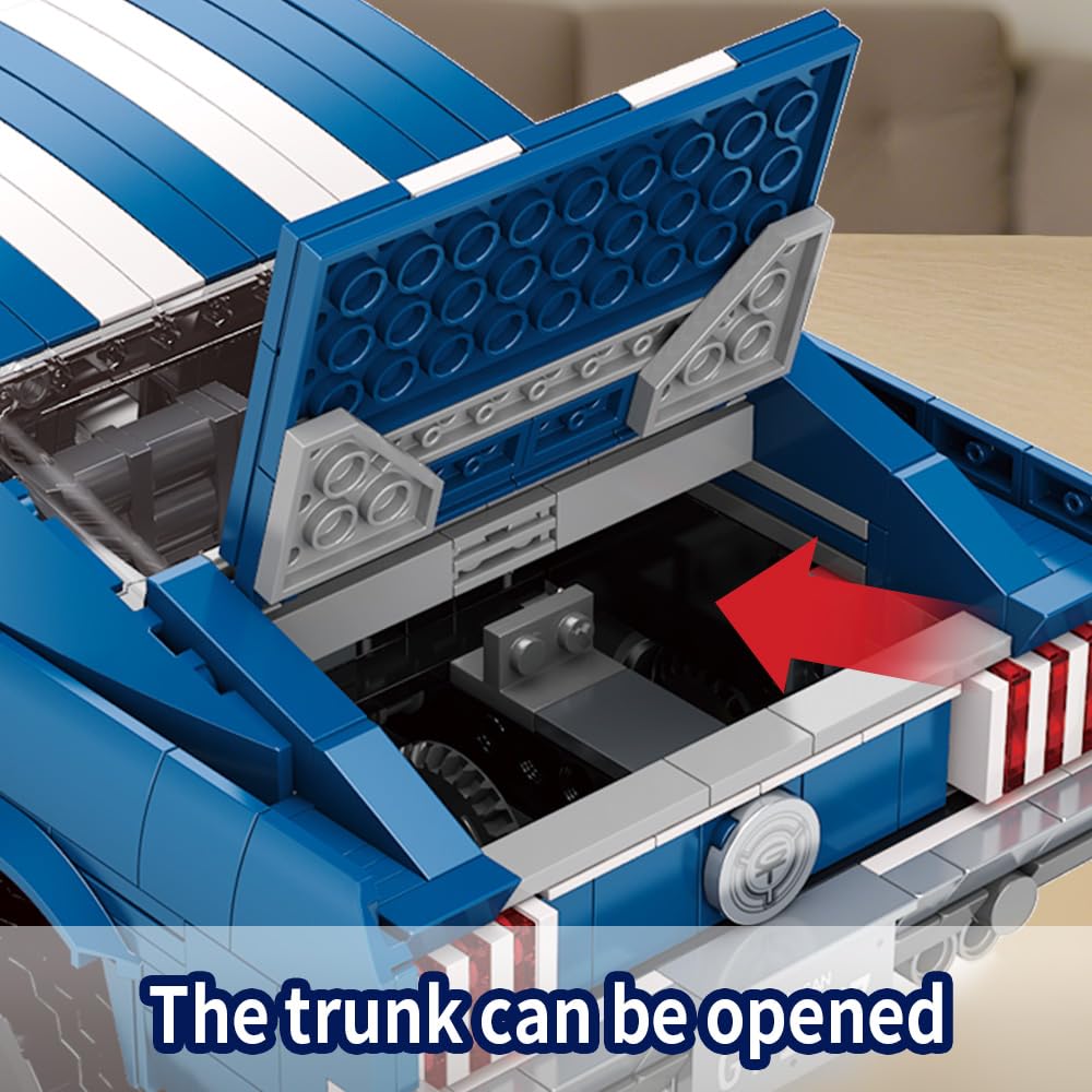 Mesiondy Classic GT Muscle Car Building Kit – 1680 PCS Premium Brick System | Vintage American Sport Coupe | Supercharged Engine Detail - Image 9
