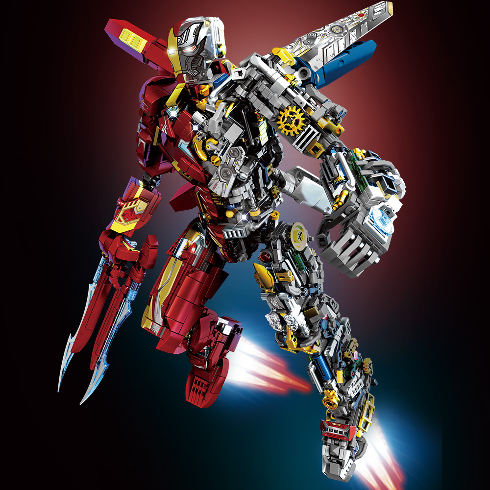 Mesiondy MK50 Armored Hero Semi-Mechanical Mech Building Kit – 2002 PCS Premium Brick System | Deconstructed Collectible Display Model | Light-Up Energy Effects - Image 6