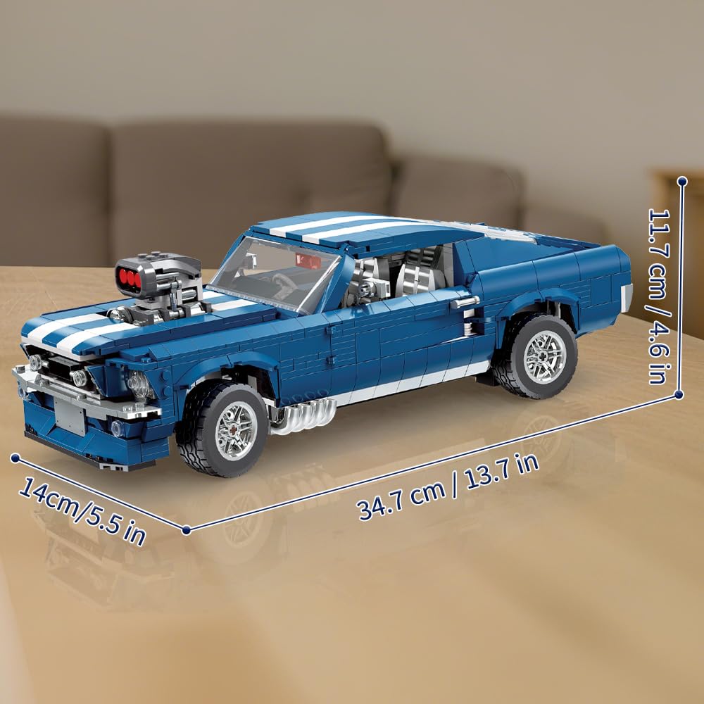 Mesiondy Classic GT Muscle Car Building Kit – 1680 PCS Premium Brick System | Vintage American Sport Coupe | Supercharged Engine Detail - Image 5